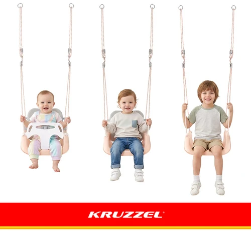 Kruzzel 3-in-1 pilka-beige children's swing