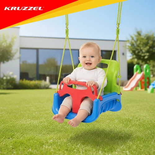 Kruzzel 3-in-1 žalias and mėlynas children's swing