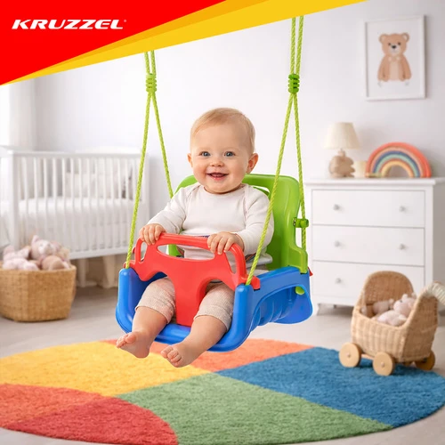 Kruzzel 3-in-1 žalias and mėlynas children's swing