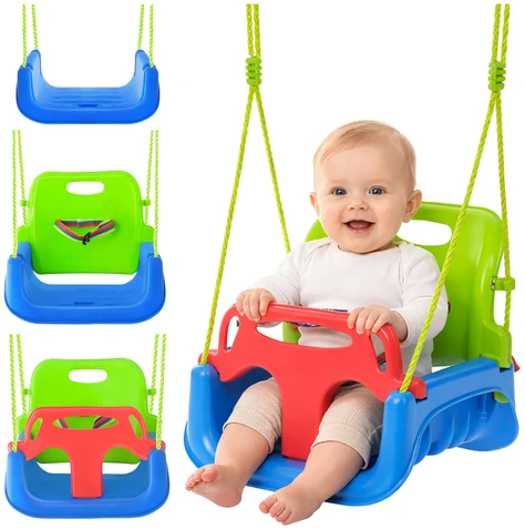 Kruzzel 3-in-1 žalias and mėlynas children's swing