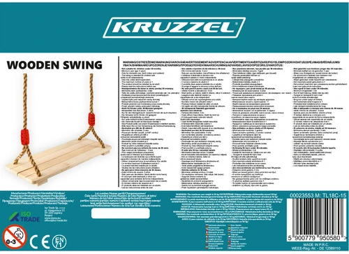 Kruzzel Vienvietės medinės sūpynės Fun