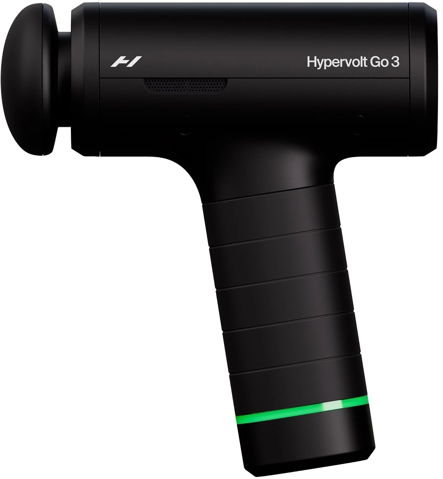 Hyperice Hypervolt Go 3 masažinis pistoletas, juodos spalvos