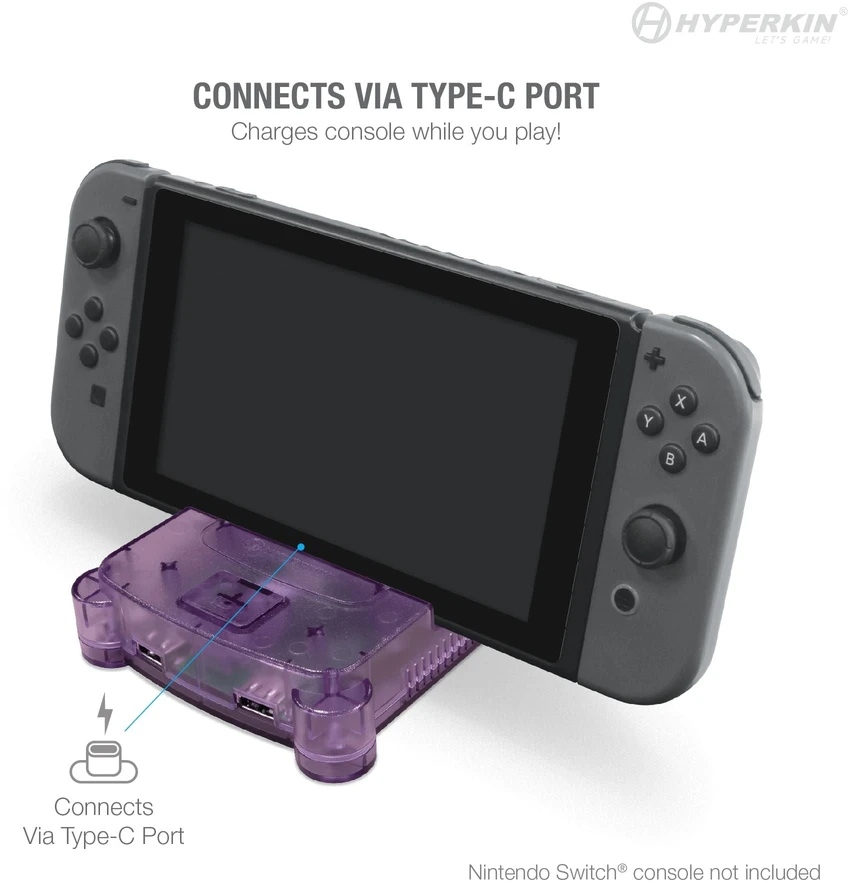Hyperkin „Retron S64“ konsolės stotelė – jungiklis (violetinė)
