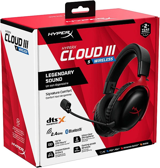 Hewlett Packard (HP) HP HyperX Cloud III S Belaidės Ausinės Juodas-Raudona