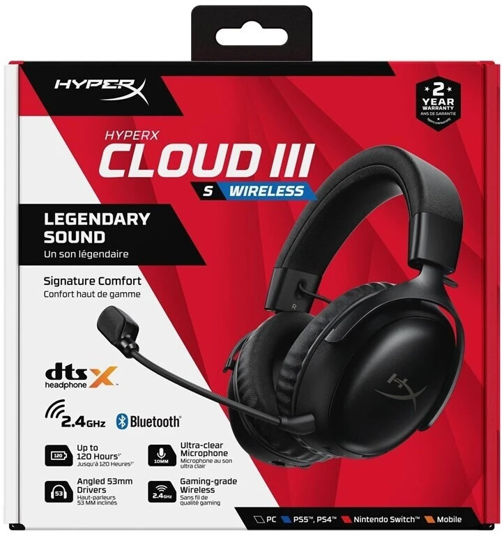 HyperX Cloud III S Belaidės Juodas (Juodos) Belaidės Žaidimų Ausinės