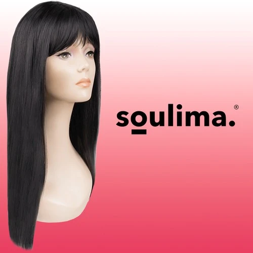 Soulima Juodas ilgas perukas moterims