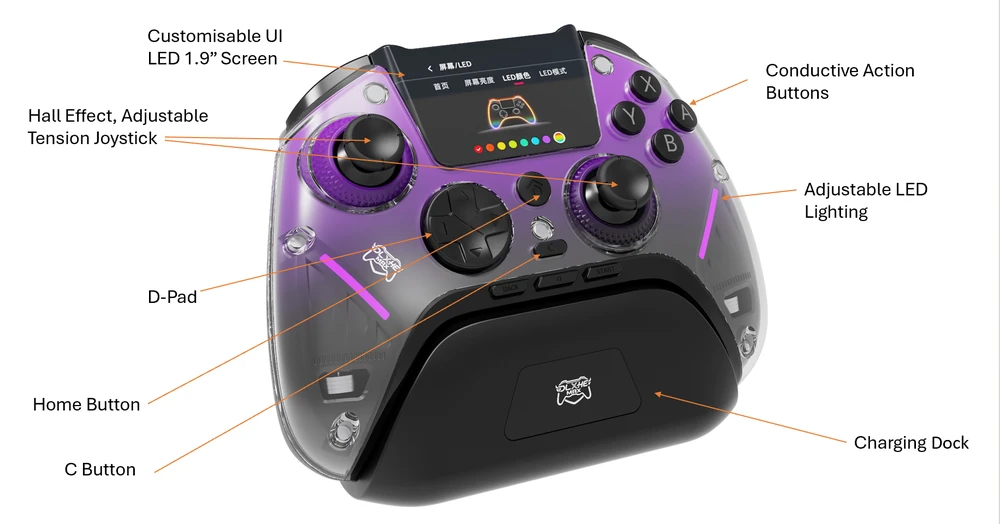 iMP Tech - DLX HE MAX belaidis / laidinis / „Bluetooth“ valdiklis - violetinė juoda