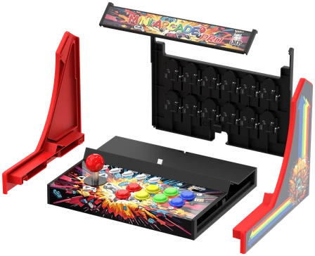 „iMP Tech“ – „Mini Arcade Pro Retro“ žaidimų spintelė, skirta „Switch 2“, „Switch“ ir OLED ekranams – juoda/raudona