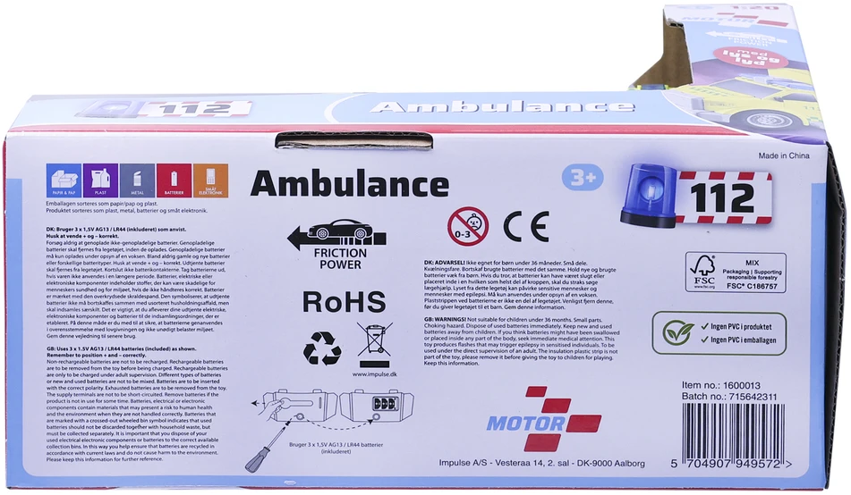 Impulse Toys 112 variklis – Greitoji pagalba su šviesomis ir garsu (I-1600013)