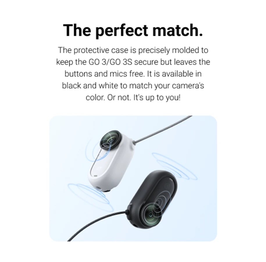 „Insta360“ dėklas su apsauginiu laidu, skirtas „Insta360 GO 3/GO 3S“ magnetiniam pakabukui CINSBATK (balta)