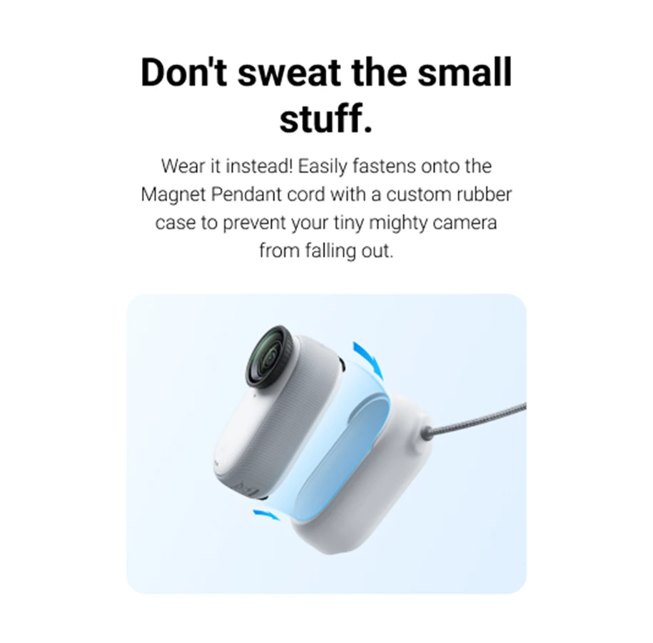 „Insta360“ dėklas su apsauginiu laidu, skirtas „Insta360 GO 3/GO 3S“ magnetiniam pakabukui CINSBATK (balta)