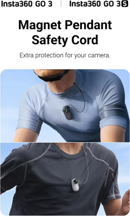 „Insta360“ dėklas su apsauginiu laidu, skirtas „Insta360 GO 3/GO 3S“ magnetiniam pakabukui CINSBATK (balta)