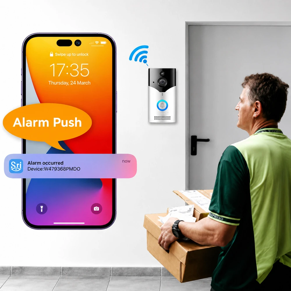 Inteligentny Išmanus vaizdo domofonas su belaidžiu durų skambučiu ir išmaniąja „WiFi“ piro kamera
