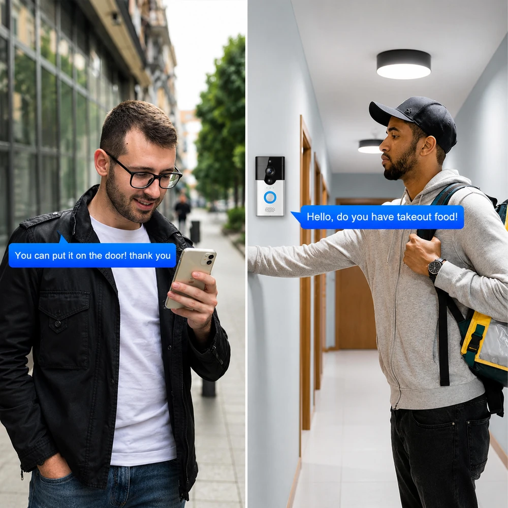 Inteligentny Išmanus vaizdo domofonas su belaidžiu durų skambučiu ir išmaniąja „WiFi“ piro kamera