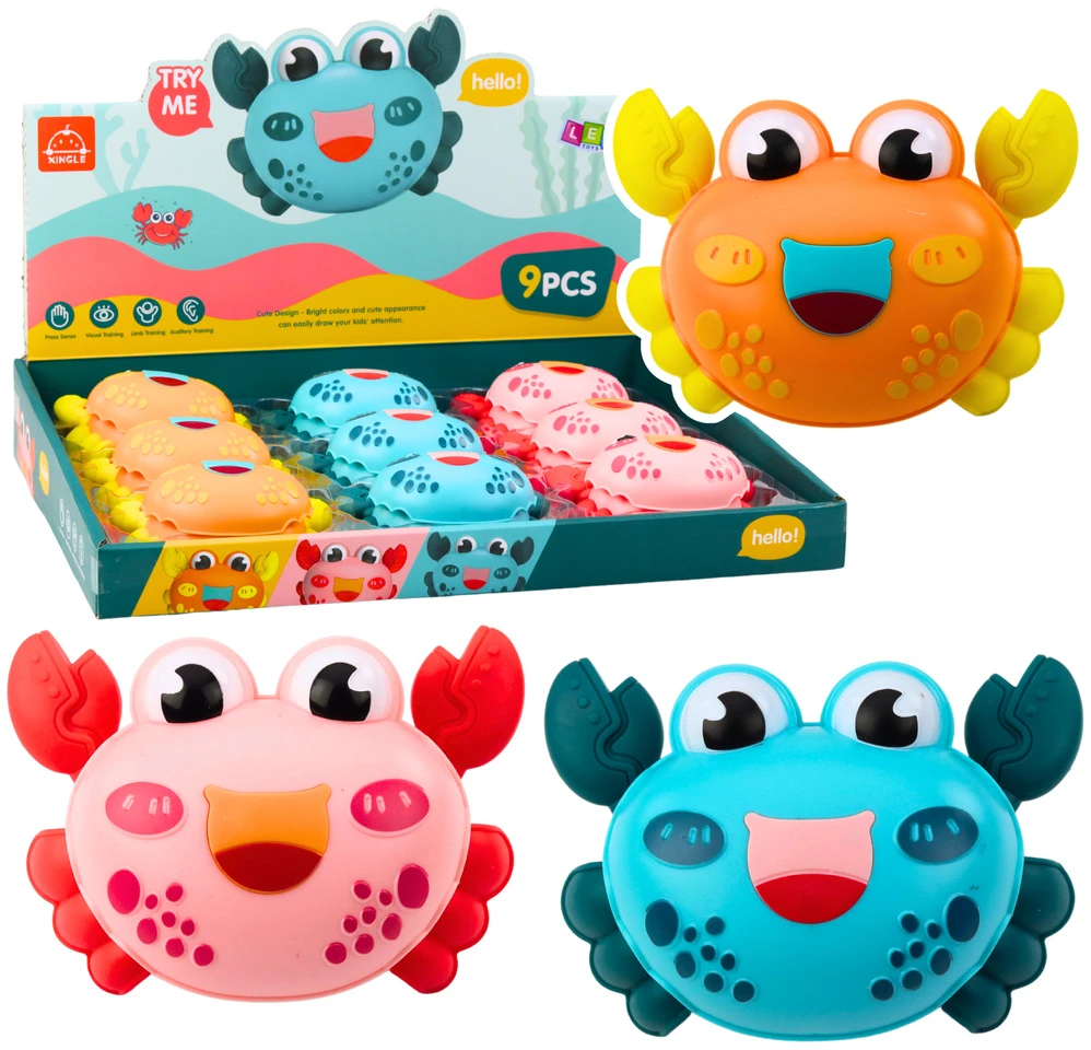 Lean Toys Interaktyvus spalvotas krabas vaikams su spyruokliniu mechanizmu