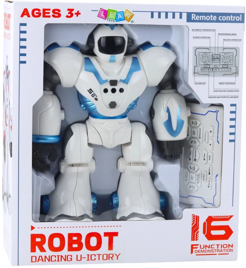Lean Toys Interaktyvus nuotoliniu būdu valdomas robotas U ICTORY 16 funkcijų mėlynas