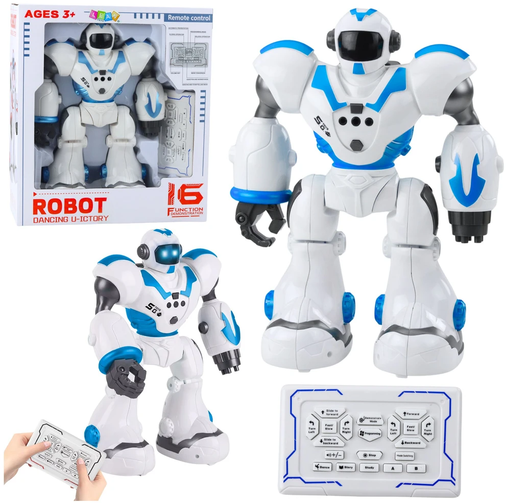Lean Toys Interaktyvus nuotoliniu būdu valdomas robotas U ICTORY 16 funkcijų mėlynas