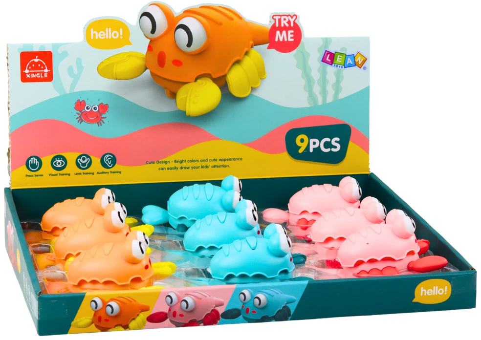 Lean Toys Interaktyvus vaikiškas krevetės žaislas su spyruokliniu mechanizmu