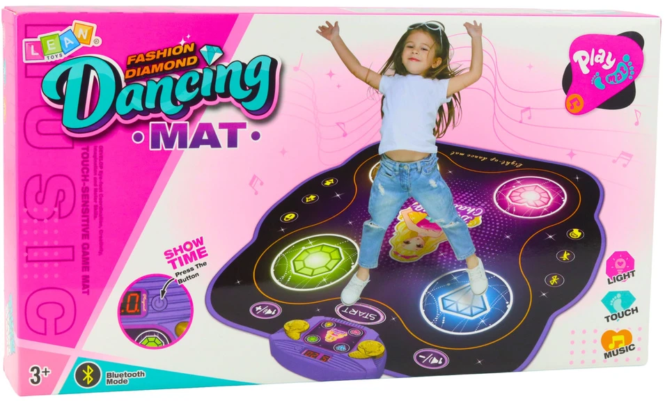 Lean Toys Vaikiškas muzikinis šokių kilimėlis su Bluetooth 82 × 87 cm