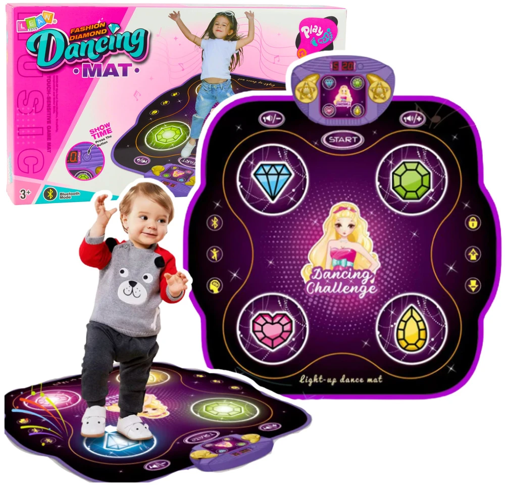 Lean Toys Vaikiškas muzikinis šokių kilimėlis su Bluetooth 82 × 87 cm