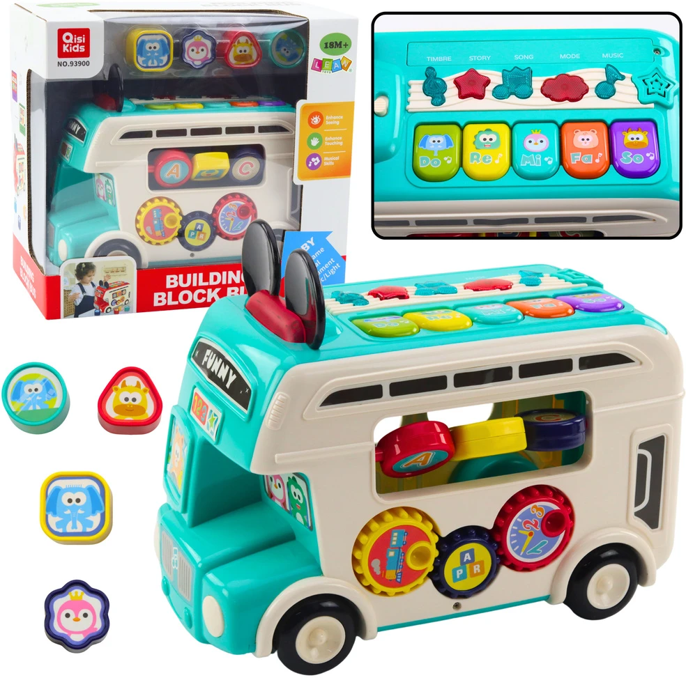 Lean Toys INTERAKTYVUS TURKIO SPALVOS RŪŠIAVIMO AUTOBUSAS