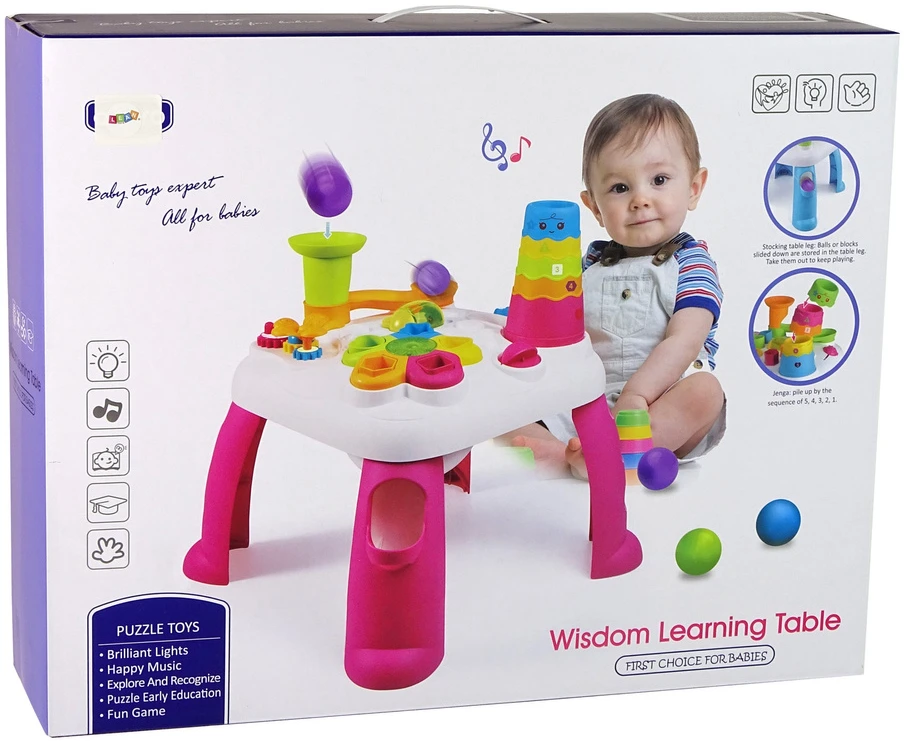 Lean Toys Interaktyvus žaidimų stalas LeanToys su kaladėlėmis, 40x40x51 cm