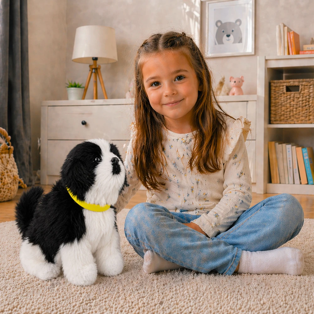 Lean Toys Interaktyvus žaislinis šuo Border Collie, juodai baltas, su garso ir judesio funkcijomis
