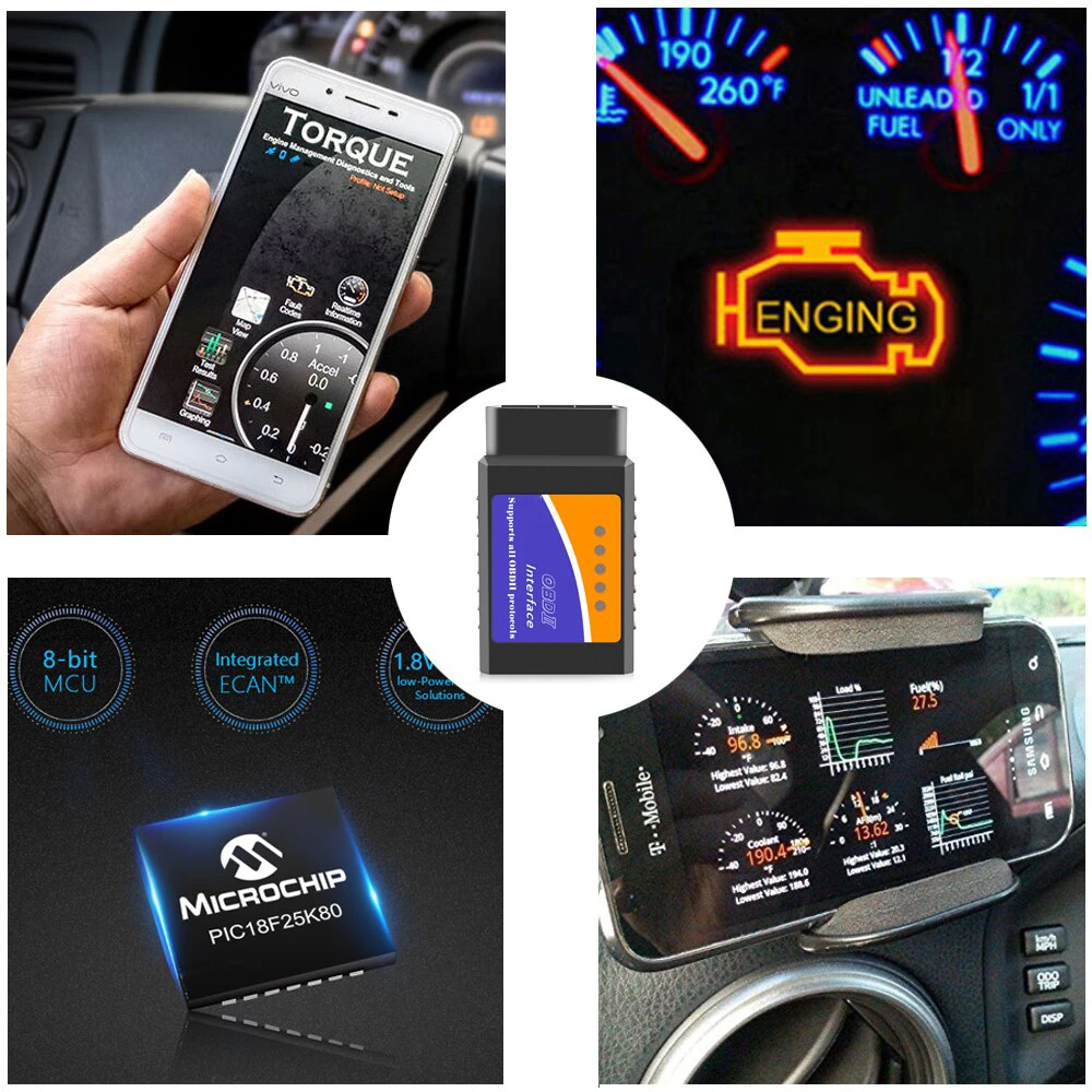 Interfejs Diagnostinė sąsaja OBD2 ELM 327 Bluetooth diagnostikos įrenginys bt