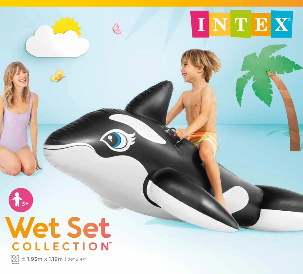 Intex Lil' Whale Ride On Swimming Board Juodas/Baltas