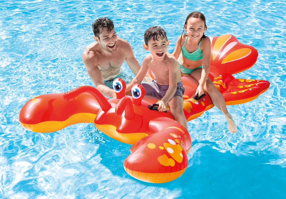 Pripučiamas plaukimo čiužinys su rankenomis omaras 213×137 cm žaislas, INTEX 57528