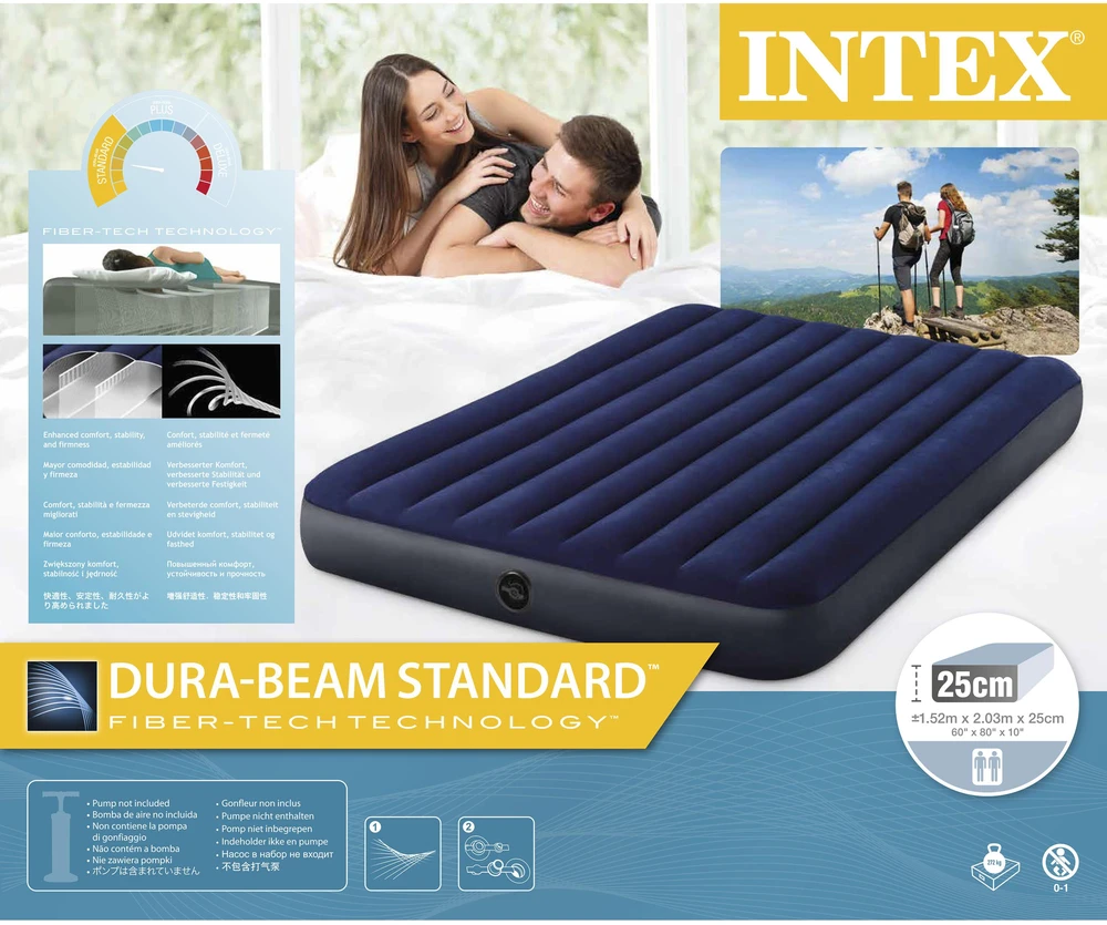 Intex Queen Size Dura-Beam oro lova, 152x203x25 cm, Mėlyna