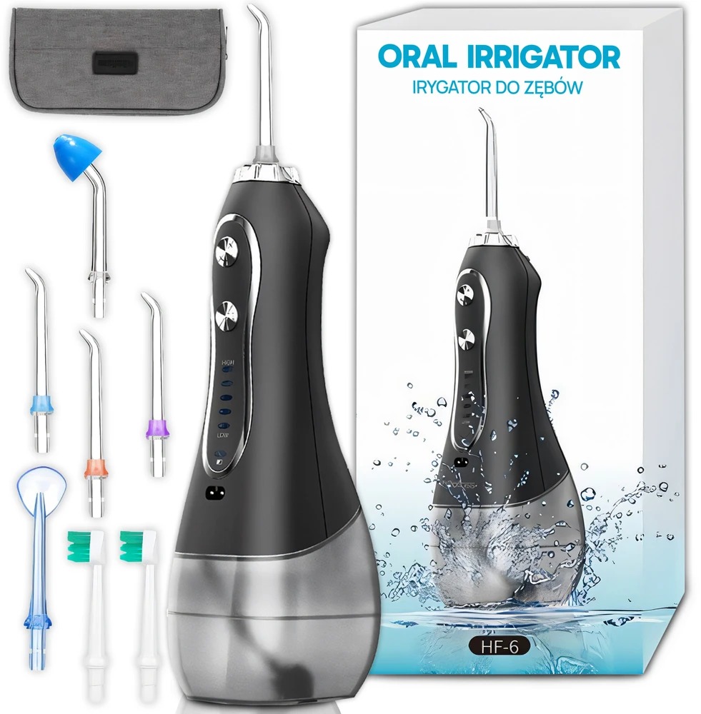 Retoo Irygator Belaidis dantų irigatorius, 5 režimai, 8 antgaliai, 300 ml + dėklas