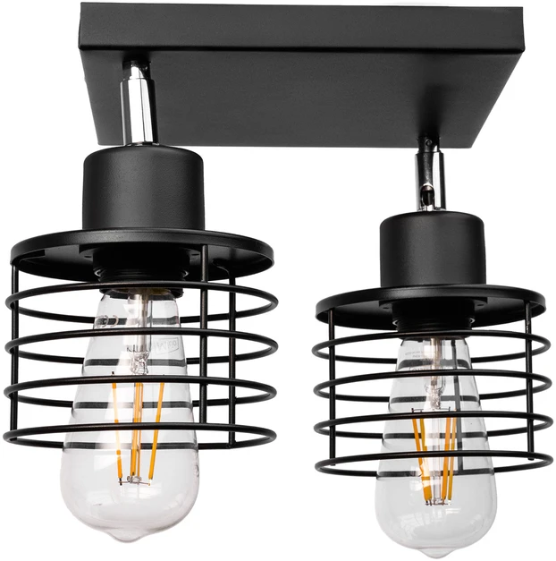Pakabinamas šviestuvas Orno ISLA sieninis ir lubinis šviestuvas, maks. galia 2x60W, E27, juodas, kvadratinis cokolis