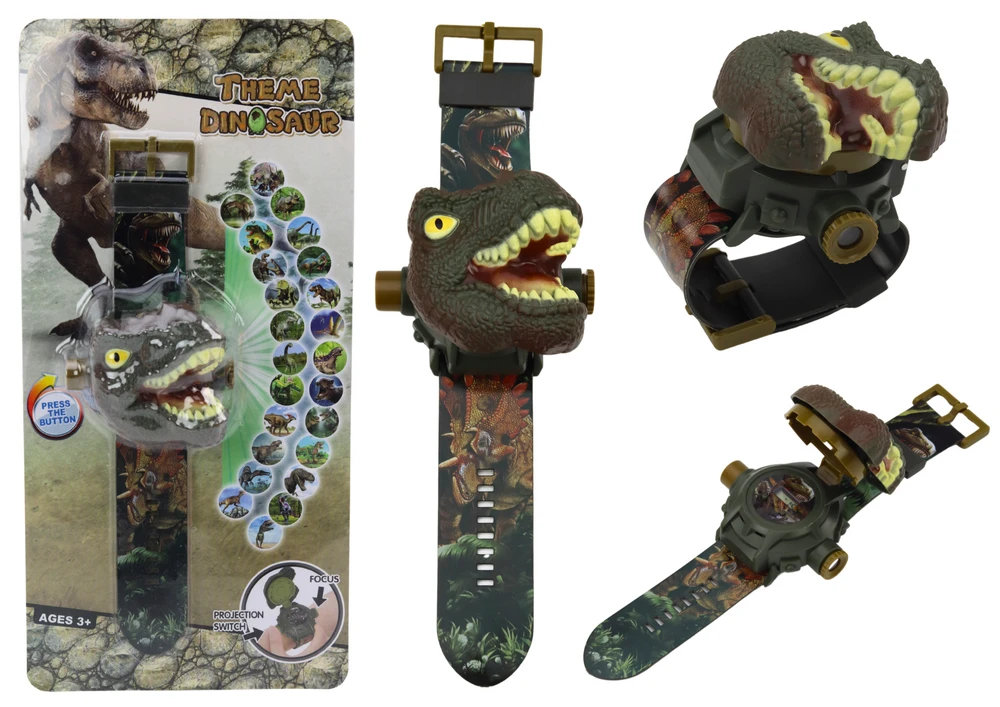 Išmanusis laikrodis Lean Toys 3D Projekcinis laikrodis vaikams Tyrannosaurus Rex 22cm
