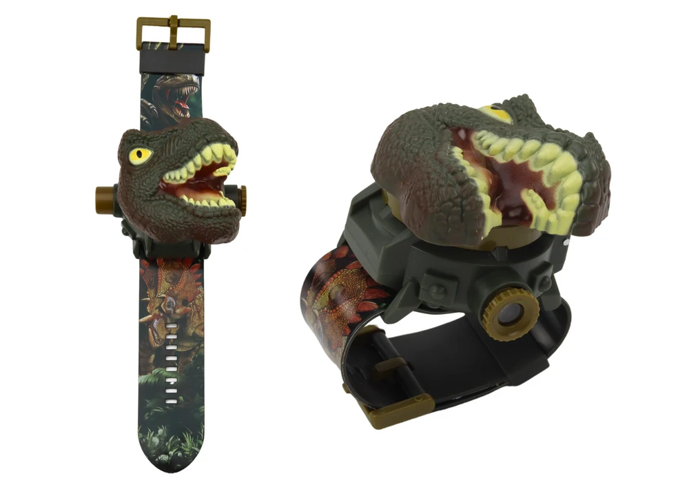 Išmanusis laikrodis Lean Toys 3D Projekcinis laikrodis vaikams Tyrannosaurus Rex 22cm
