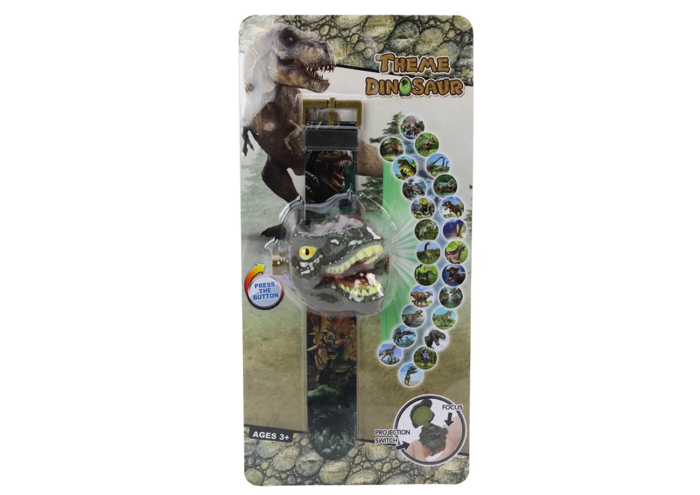 Išmanusis laikrodis Lean Toys 3D Projekcinis laikrodis vaikams Tyrannosaurus Rex 22cm