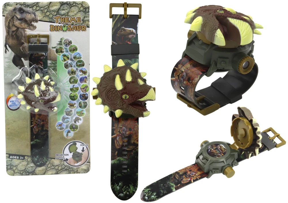 Išmanusis laikrodis Lean Toys Vaikiškas laikrodis su 3D dinozaurų projekcija, 22x5x3 cm