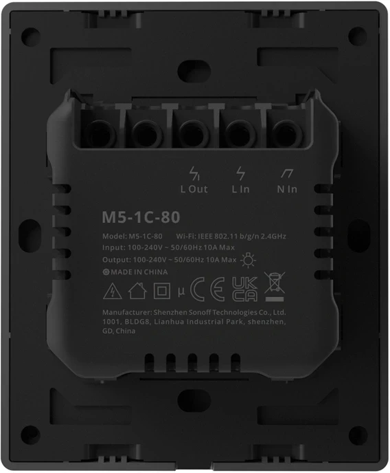 SONOFF M5 1 klaviško sieninis jungiklis 80mm pločio M5-1C-80
