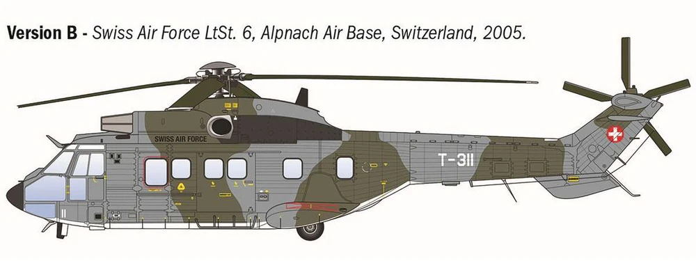 Italeri Eurocopter AS332 Super Puma sraigtasparnio modelis 1/72, 25,5 cm