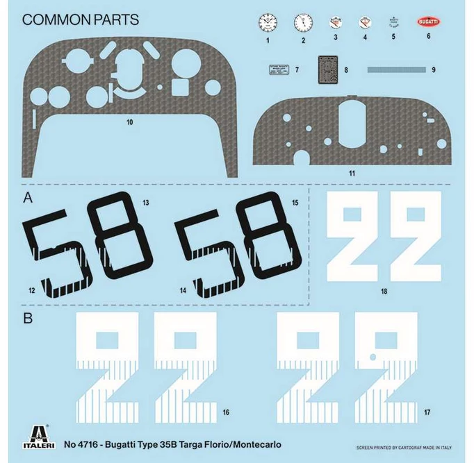 Italeri Bugatti Type 35B 1/12 – Targa Florio ’29/Monako GP ’30 surenkamas modelis