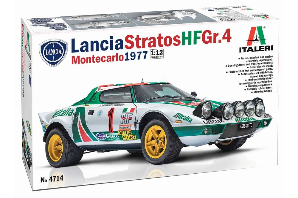Italeri Lancia Stratos HF Gr.4 Monte Carlo 1977 1:12 surinkimo rinkinys