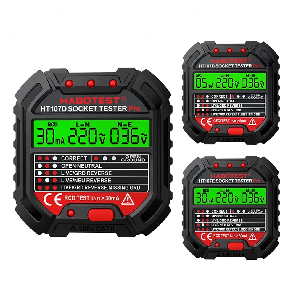 Įtampos testeris elektros lizdams, LCD ekranų RCD kontaktams