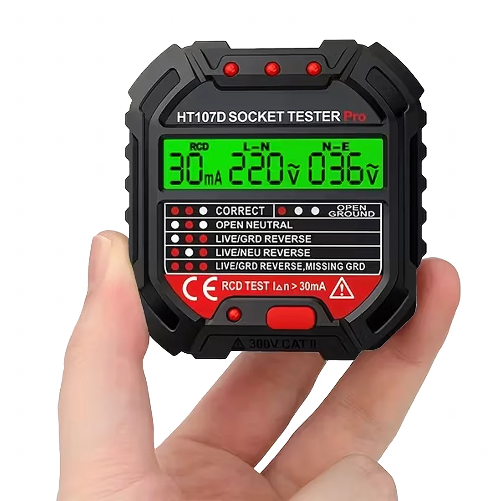 Įtampos testeris elektros lizdams, LCD ekranų RCD kontaktams