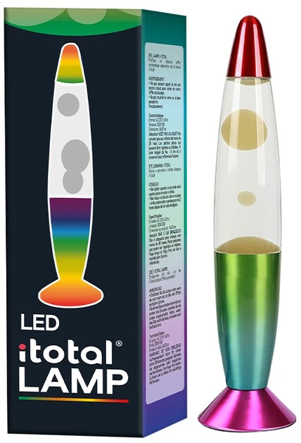 iTotal - spalvą keičianti LED lavos lempa - vaivorykštės pagrindo ir balto vaško (XL2683)