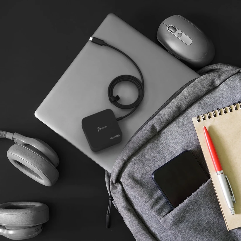Nezatříděno J5create – 102 W GaN PD USB-C 2 prievadų įkroviklis, keičiami kintamosios srovės kištukai