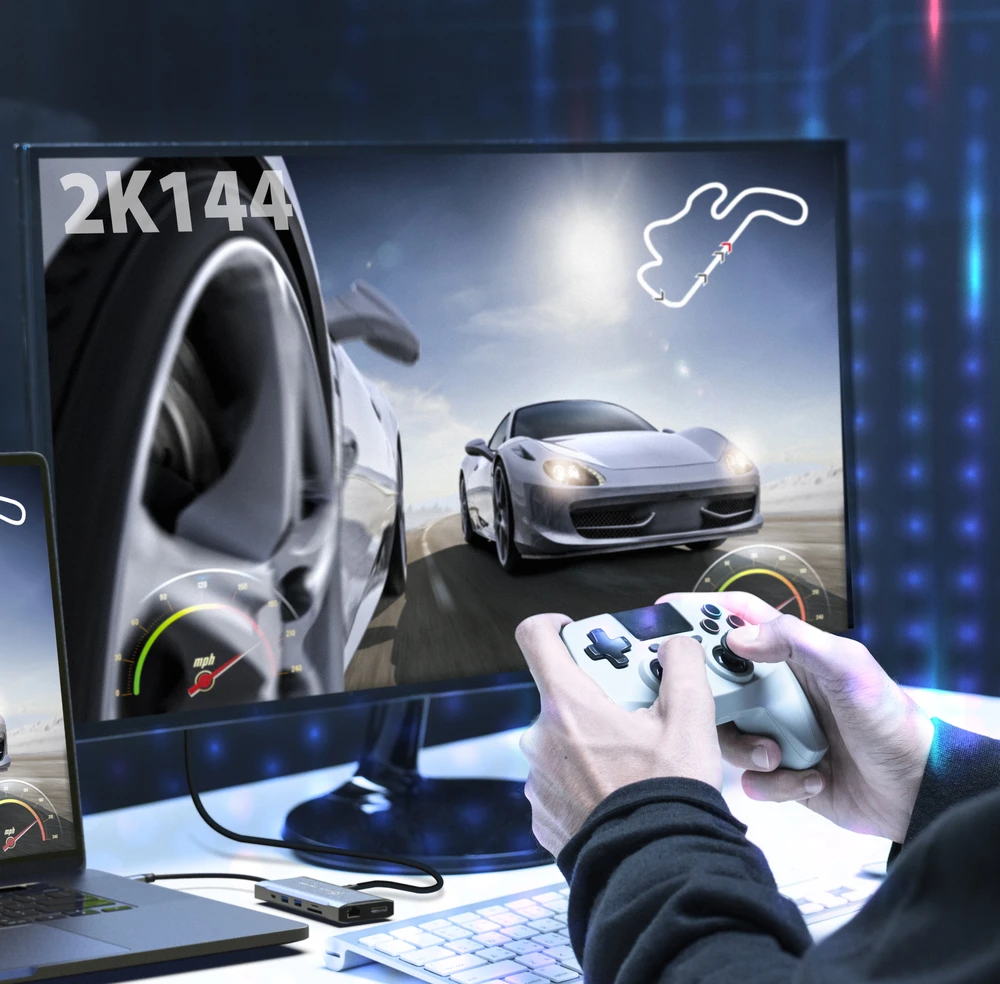 J5create – 4K60 Elite USB-C trijų monitorių 10 Gbps mini dokas