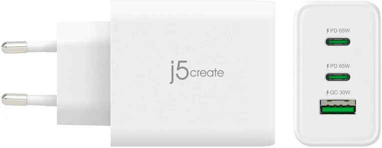 Nezatříděno J5create – 65 W GaN USB-C 3 prievadų įkroviklis – ES