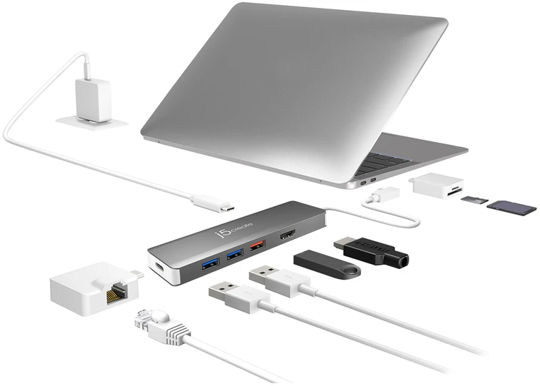 J5create – modulinis USB-C daugiafunkcis adapteris su 2 rinkiniais