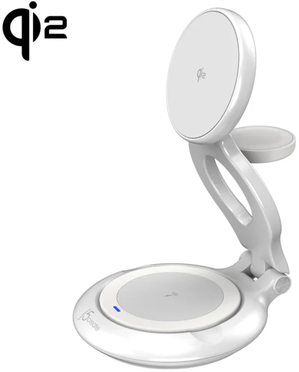 J5create – Qi2 3 viename magnetinė sulankstoma belaidė įkrovimo stotelė