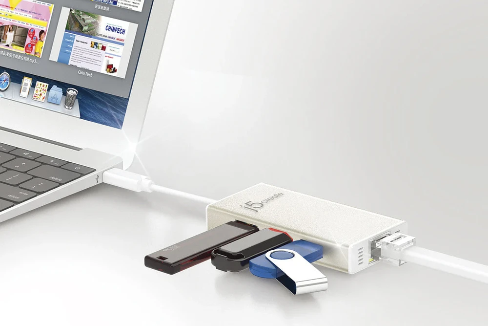 Nezatříděno J5create – USB-C gigabito eterneto ir šakotuvo daugiafunkcis adapteris